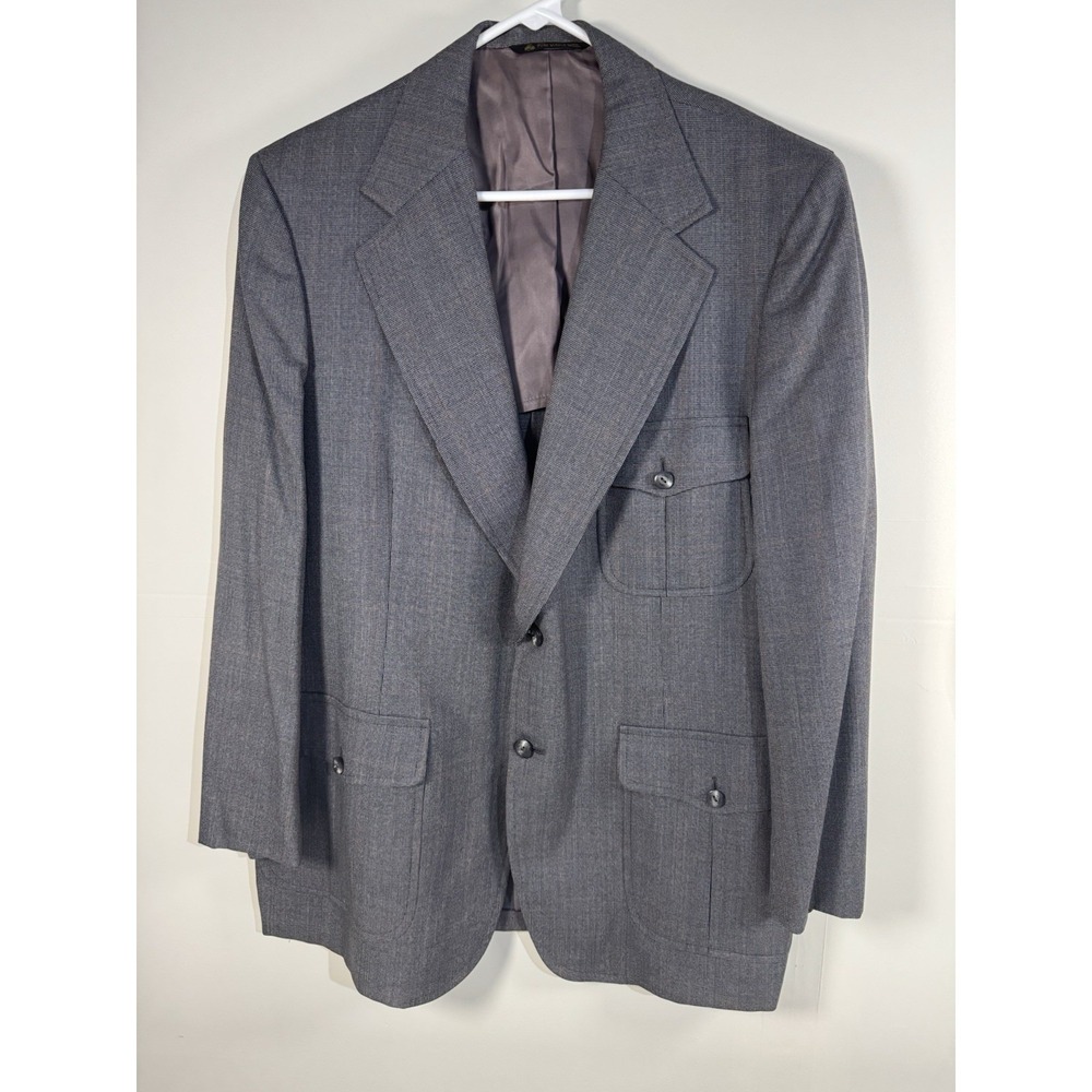Vintage Mens Multicolor Plaid 100% Pure Virgin Wool Blazer Jacket 44R Kingsridge